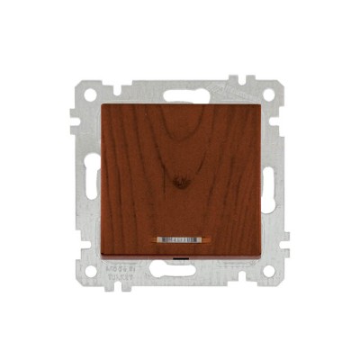 Выключатель 1-клав. (с подсветкой, скрытый, без рамки, винт. зажим) орех, RITA, MUTLUSAN