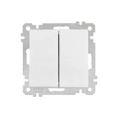 Выключатель 2-клав. (скрытый, без рамки, винт. зажим) белый, DARIA, MUTLUSAN