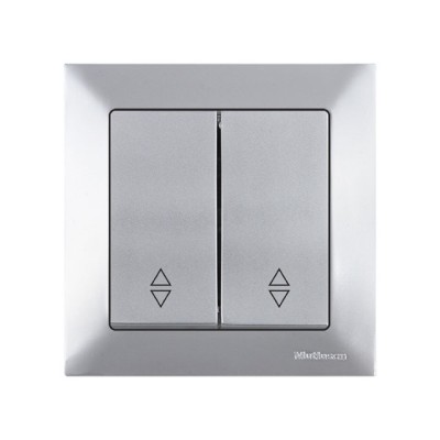 Выключатель проходной 2-клав. (скрытый, пруж. зажим) серебро, DARIA, MUTLUSAN