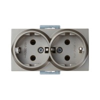 Розетка 2-ая (скрытая, с/з) титан, RITA, MUTLUSAN Розетка 2-ая (скрытая, с/з) титан, RITA, MUTLUSAN