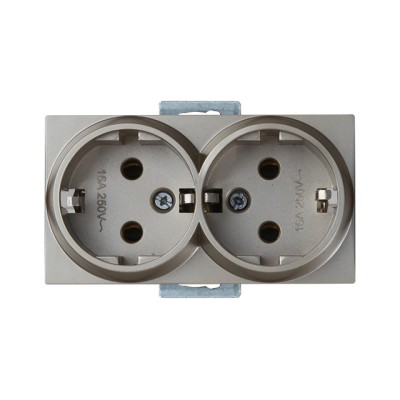Розетка 2-ая (скрытая, с/з) титан, RITA, MUTLUSAN