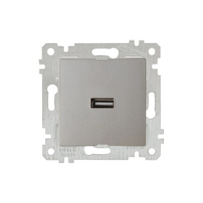 Розетка 1-ая USB (скрытая, без рамки) титан, RITA, MUTLUSAN