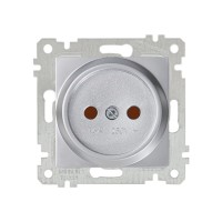 Розетка 1-ая (скрытая, без рамки, б/з, шторки) серебро, RITA, MUTLUSAN