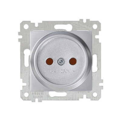 Розетка 1-ая (скрытая, без рамки, б/з, шторки) серебро, RITA, MUTLUSAN