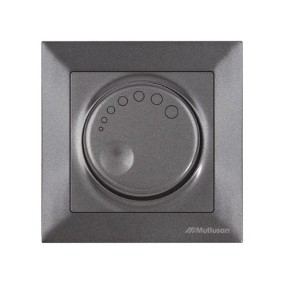 Выключатель поворотный (диммер) (скрытый, винт. зажим, 1000Вт) дымчатый, DARIA, MUTLUSAN