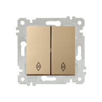 Выключатель проходной 2-клав. (скрытый, без рамки, винт. зажим) золото, RITA, MUTLUSAN Выключатель проходной 2-клав. (скрытый, без рамки, винт. зажим) золото, RITA, MUTLUSAN