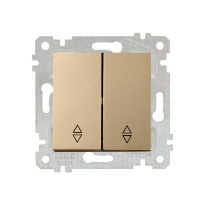Выключатель проходной 2-клав. (скрытый, без рамки, винт. зажим) золото, RITA, MUTLUSAN
