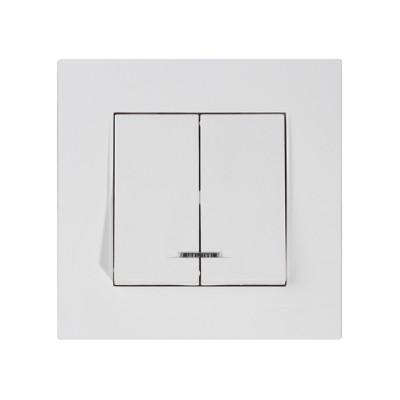 Выключатель 2-клав. (с подсветкой, скрытый, винт. зажим) белый, RITA, MUTLUSAN