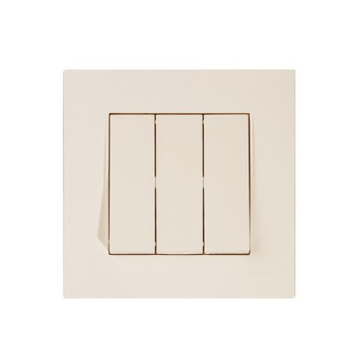 Выключатель 3-клав. (скрытый, винт. зажим) кремовый, RITA, MUTLUSAN