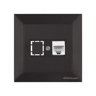 Розетка компьютерная 1xRJ45 (Cat5e, скрытая) черная, DARIA, MUTLUSAN