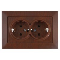 Розетка 2-ая (скрытая, с/з, керамика) орех, DARIA, MUTLUSAN