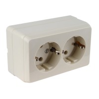 Розетка 2-ая (открытая, с/з) кремовая, BRON, MUTLUSAN Розетка 2-ая (открытая, с/з) кремовая, BRON, MUTLUSAN