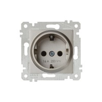 Розетка 1-ая (скрытая, без рамки, с/з) титан, RITA, MUTLUSAN