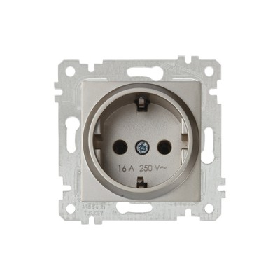Розетка 1-ая (скрытая, без рамки, с/з) титан, RITA, MUTLUSAN