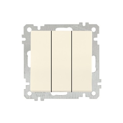 Выключатель 3-клав. (скрытый, без рамки, пруж. зажим) кремовый, DARIA, MUTLUSAN