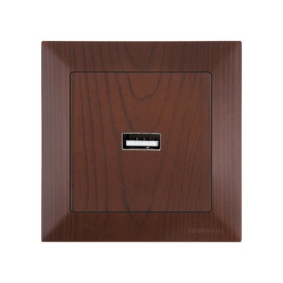 Розетка 1-ая USB (скрытая) орех, DARIA, MUTLUSAN