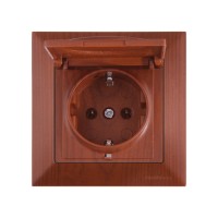 Розетка 1-ая (скрытая, с/з, с крышкой) вишня, DARIA, MUTLUSAN Розетка 1-ая (скрытая, с/з, с крышкой) вишня, DARIA, MUTLUSAN