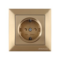 Розетка 1-ая (скрытая, с/з, шторки) золото, DARIA, MUTLUSAN Розетка 1-ая (скрытая, с/з, шторки) золото, DARIA, MUTLUSAN