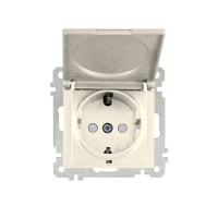 Розетка 1-ая (скрытая, без рамки, с/з, шторки,с крышкой) кремовая, DARIA, MUTLUSAN Розетка 1-ая (скрытая, без рамки, с/з, шторки,с крышкой) кремовая, DARIA, MUTLUSAN
