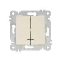 Выключатель 2-клав. (с подсветкой, скрытый, без рамки, винт. зажим) кремовый, RITA, MUTLUSAN Выключатель 2-клав. (с подсветкой, скрытый, без рамки, винт. зажим) кремовый, RITA, MUTLUSAN