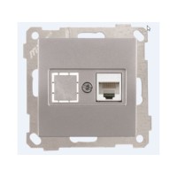 Розетка компьютерная 1xRJ45 (Cat5e, скрытая, без рамки) серебро, DARIA, MUTLUSAN