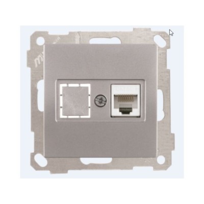 Розетка компьютерная 1xRJ45 (Cat5e, скрытая, без рамки) серебро, DARIA, MUTLUSAN