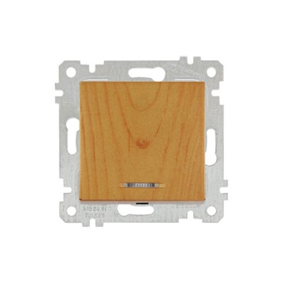 Выключатель 1-клав. (с подсветкой, скрытый, без рамки, винт. зажим) дуб, RITA, MUTLUSAN