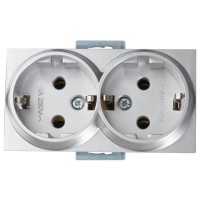 Розетка 2-ая (скрытая, с/з, керамика) серебро, RITA, MUTLUSAN Розетка 2-ая (скрытая, с/з, керамика) серебро, RITA, MUTLUSAN