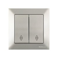 Выключатель проходной 2-клав. (скрытый, пруж. зажим) титан, DARIA, MUTLUSAN Выключатель проходной 2-клав. (скрытый, пруж. зажим) титан, DARIA, MUTLUSAN