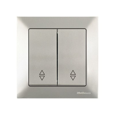 Выключатель проходной 2-клав. (скрытый, пруж. зажим) титан, DARIA, MUTLUSAN