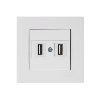 Розетка компьютерная 2хUSB (скрытая) белая (не для зарядки) RITA, MUTLUSAN