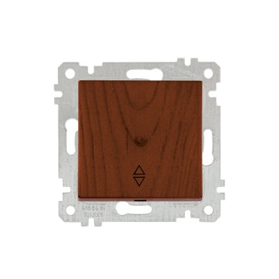 Выключатель проходной 1-клав. (скрытый, без рамки, пруж. зажим) орех, RITA, MUTLUSAN