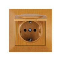 Розетка 1-ая (скрытая, с/з, с крышкой) дуб, DARIA, MUTLUSAN