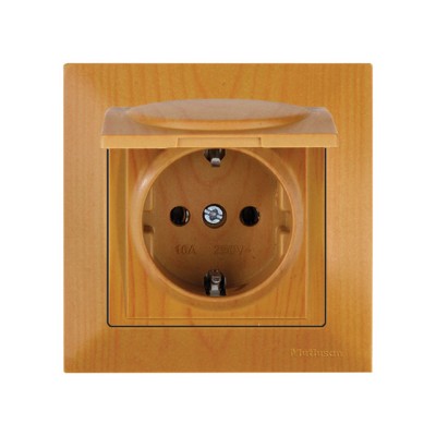 Розетка 1-ая (скрытая, с/з, с крышкой) дуб, DARIA, MUTLUSAN