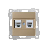Розетка телефонная + компьютерная (RJ12+Cat5e, скрытая, без рамки) золото, RITA, MUTLUSAN Розетка телефонная + компьютерная (RJ12+Cat5e, скрытая, без рамки) золото, RITA, MUTLUSAN