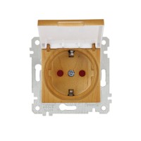 Розетка 1-ая (скрытая, без рамки, с/з, шторки, с крышкой) дуб, RITA, MUTLUSAN