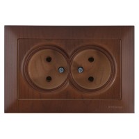 Розетка 2-ая (скрытая, б/з, керамика) орех, DARIA, MUTLUSAN Розетка 2-ая (скрытая, б/з, керамика) орех, DARIA, MUTLUSAN