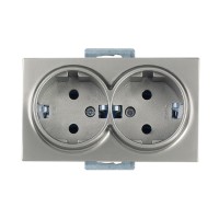 Розетка 2-ая (скрытая, с/з, керамика) титан, DARIA, MUTLUSAN