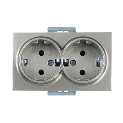 Розетка 2-ая (скрытая, с/з, керамика) титан, DARIA, MUTLUSAN