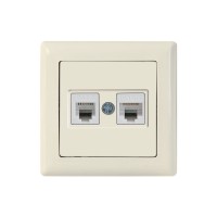 Розетка телефонная + компьютерная (RJ12+Cat5e, скрытая) кремовая, DARIA, MUTLUSAN