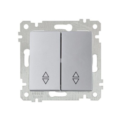 Выключатель проходной 2-клав. (скрытый, без рамки, винт. зажим) серебро, RITA, MUTLUSAN