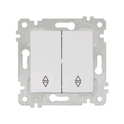 Выключатель проходной 2-клав. (скрытый, без рамки, пруж. зажим) белый, RITA, MUTLUSAN