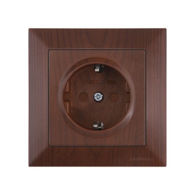 Розетка 1-ая (скрытая, с/з, шторки) орех, DARIA, MUTLUSAN