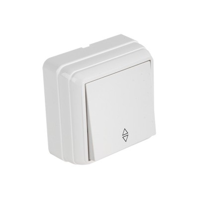 Выключатель 1-клав. проходной (открытый), белый, BRON, MUTLUSAN