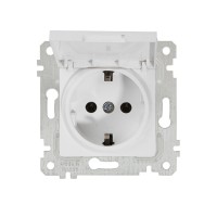 Розетка 1-ая (скрытая, без рамки, с/з, с крышкой) белая, RITA, MUTLUSAN