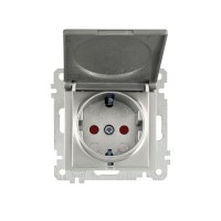 Розетка 1-ая (скрытая, без рамки, с/з, шторки, с крышкой) титан, DARIA, MUTLUSAN Розетка 1-ая (скрытая, без рамки, с/з, шторки, с крышкой) титан, DARIA, MUTLUSAN