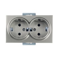 Розетка 2-ая (скрытая, с/з) титан, DARIA, MUTLUSAN