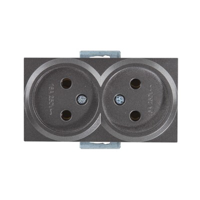 Розетка 2-ая (скрытая, б/з, керамика) дымчатая, RITA, MUTLUSAN