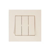 Выключатель 3- клав. (скрытый, пруж. зажим) кремовый, RITA, MUTLUSAN Выключатель 3- клав. (скрытый, пруж. зажим) кремовый, RITA, MUTLUSAN