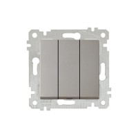 Выключатель 3-клав. (скрытый, без рамки, винт. зажим) титан, RITA, MUTLUSAN Выключатель 3-клав. (скрытый, без рамки, винт. зажим) титан, RITA, MUTLUSAN
